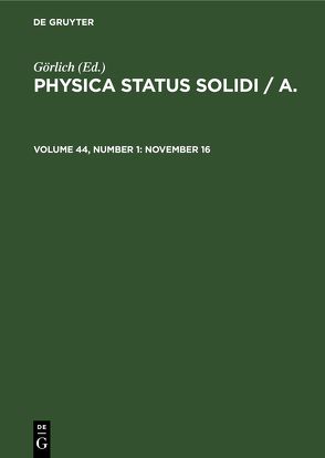 Physica status solidi / A. / November 16 von Görlich