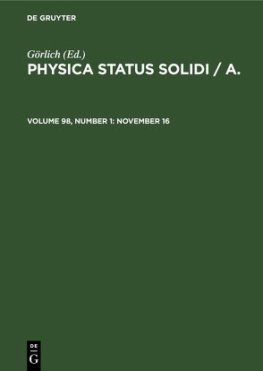 Physica status solidi / A. / November 16 von Görlich