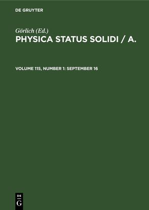 Physica status solidi / A. / September 16 von Görlich