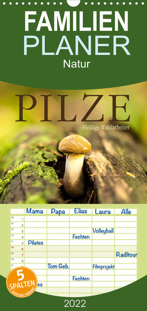 Familienplaner Pilze – fleißige Waldarbeiter (Wandkalender 2022 , 21 cm x 45 cm, hoch) von Wuchenauer pixelrohkost.de,  Markus