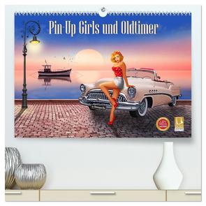 Pin-Up Girls und Oldtimer by Mausopardia (hochwertiger Premium Wandkalender 2024 DIN A2 quer), Kunstdruck in Hochglanz von Jüngling alias Mausopardia,  Monika