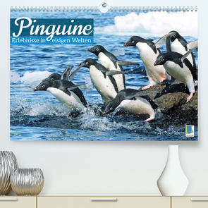 Pinguine: Gehupft wie gesprungen – Edition lustige Tiere (Premium, hochwertiger DIN A2 Wandkalender 2022, Kunstdruck in Hochglanz) von CALVENDO