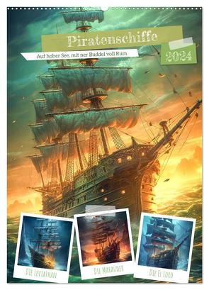 Piratenschiffe (Wandkalender 2024 DIN A2 hoch), CALVENDO Monatskalender von Gierok-Latnaik,  Steffen