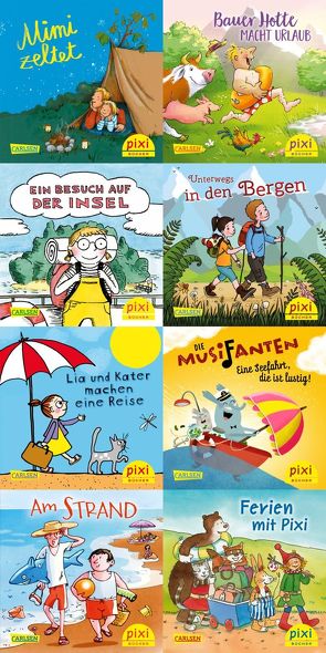 Pixi-8er-Set 268: In die Ferien mit Pixi (8×1 Exemplar) von Ablang,  Friederike, Cordes,  Miriam, Damm,  Antje, Dölling,  Beate, Dully,  Sabine, Fehre,  Meike, Gerhaher,  Eleonore, Herold,  Heike, Legien,  Sabine, Nettingsmeier,  Simone, Paulsen,  Rüdiger, Rahlff,  Ruth, Tust,  Dorothea