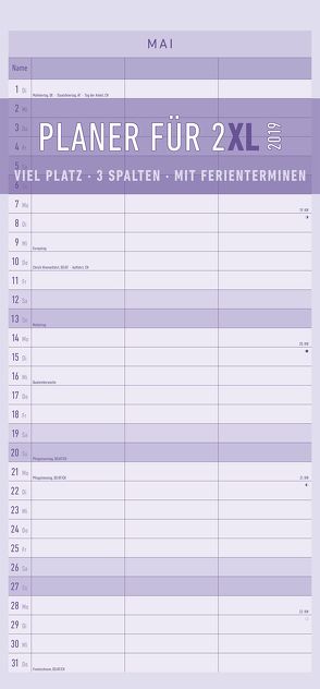 Planer für 2 mit 3 Spalten 2019 von ALPHA EDITION