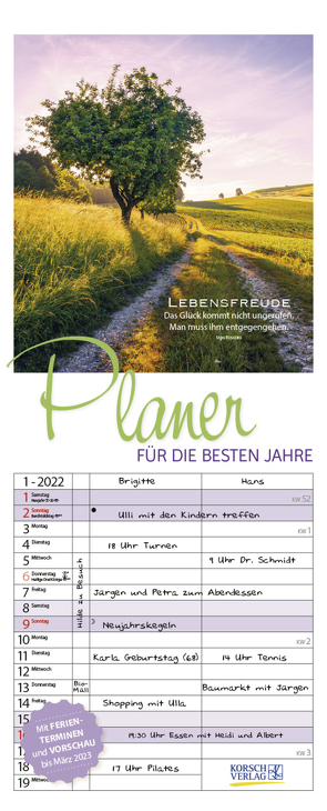 Planer für die besten Jahre 2022 von Korsch Verlag