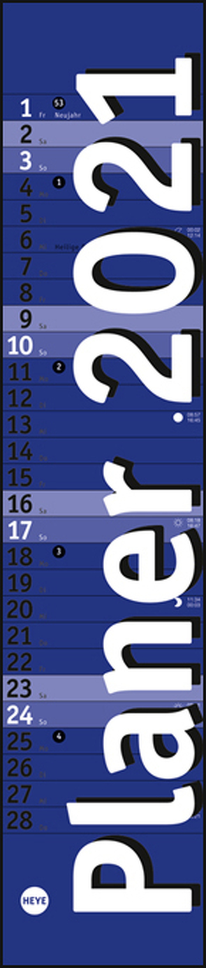 Planer Mini-long, blau Kalender 2021 von Heye