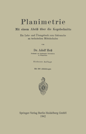 Planimetrie von Hess,  Adolf