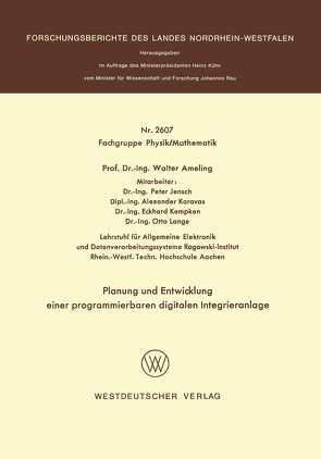 Planung und Entwicklung einer programmierbaren digitalen Integrieranlage von Ameling,  Walter