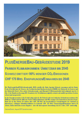 PlusEnergieBau-Gebäudestudie 2019 von Cadonau,  Gallus, Solar Agentur Schweiz Hrsg.