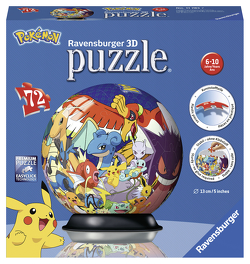 Ravensburger 3D Puzzle 11785 – Puzzle-Ball Pokémon – 72 Teile – Puzzle-Ball für Pokémon Fans ab 6 Jahren