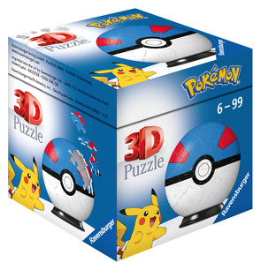 Ravensburger 3D Puzzle 11265 – Puzzle-Ball Pokémon Pokéballs – Superball – [EN] Great Ball – 54 Teile – für Pokémon Fans ab 6 Jahren