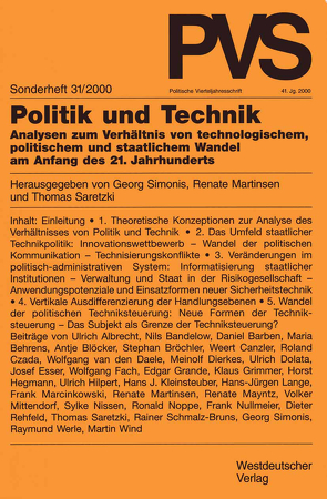 Politik und Technik von Martinsen,  Renate, Saretzki,  Thomas, Simonis,  Georg