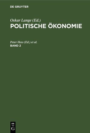 Politische Ökonomie / Politische Ökonomie. Band 2 von Hess,  Peter, Maier,  Harry