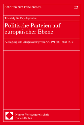 Politische Parteien auf europäischer Ebene von Papadopoulou,  Triantafyllia