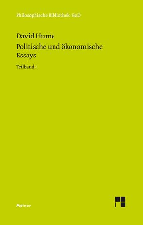 Politische und ökonomische Essays. Teilband 1 von Bermbach,  Udo, Fischer,  Susanne, Hume,  David
