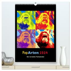PopArten 2024 – Der verrückte Tierkalender (hochwertiger Premium Wandkalender 2024 DIN A2 hoch), Kunstdruck in Hochglanz von Weigt,  Mirko