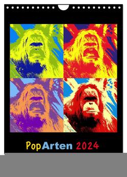 PopArten 2024 – Der verrückte Tierkalender (Wandkalender 2024 DIN A4 hoch), CALVENDO Monatskalender von Weigt,  Mirko