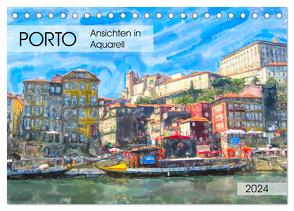 Porto – Ansichten in Aquarell (Tischkalender 2024 DIN A5 quer), CALVENDO Monatskalender von Frost,  Anja