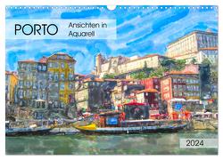 Porto – Ansichten in Aquarell (Wandkalender 2024 DIN A3 quer), CALVENDO Monatskalender von Frost,  Anja