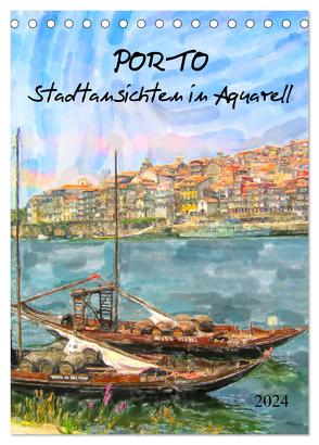 Porto – Stadtansichten in Aquarell (Tischkalender 2024 DIN A5 hoch), CALVENDO Monatskalender von Frost,  Anja