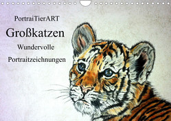 PortraiTierART Großkatzen – Wundervolle Portraitzeichnungen (Wandkalender 2023 DIN A4 quer) von Kerstin Heuser,  PortraiTierART