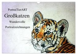 PortraiTierART Großkatzen – Wundervolle Portraitzeichnungen (Wandkalender 2024 DIN A3 quer), CALVENDO Monatskalender von Kerstin Heuser,  PortraiTierART