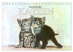 PortraiTierART KATZEN (Tischkalender 2024 DIN A5 quer), CALVENDO Monatskalender von Kerstin Heuser,  PortraiTierART