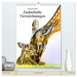 PortraiTierART Zauberhafte Tierzeichnungen (hochwertiger Premium Wandkalender 2024 DIN A2 hoch), Kunstdruck in Hochglanz von Kerstin Heuser,  PortraiTierART