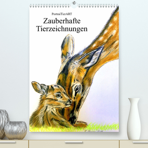 PortraiTierART Zauberhafte Tierzeichnungen (Premium, hochwertiger DIN A2 Wandkalender 2023, Kunstdruck in Hochglanz) von Kerstin Heuser,  PortraiTierART