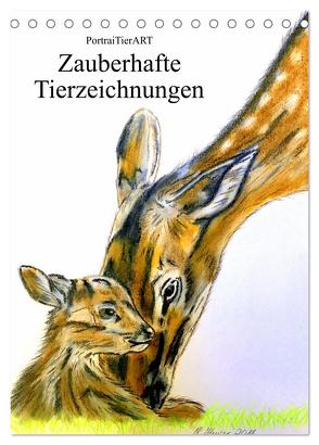 PortraiTierART Zauberhafte Tierzeichnungen (Tischkalender 2024 DIN A5 hoch), CALVENDO Monatskalender von Kerstin Heuser,  PortraiTierART