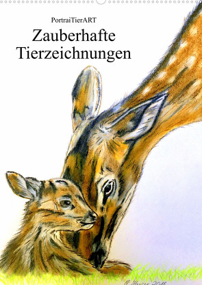 PortraiTierART Zauberhafte Tierzeichnungen (Wandkalender 2023 DIN A2 hoch) von Kerstin Heuser,  PortraiTierART