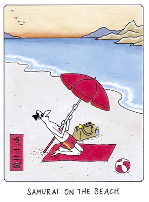 Postkarte „Samurai on the Beach“ von Ottitsch,  Oliver