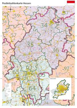 Postleitzahlenkarte Hessen XL Poster