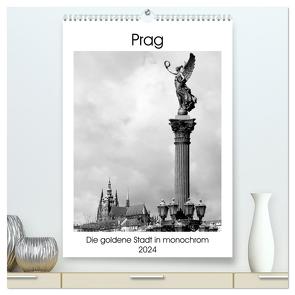 Prag – Die goldene Stadt in monochrom (hochwertiger Premium Wandkalender 2024 DIN A2 hoch), Kunstdruck in Hochglanz von happyroger,  happyroger