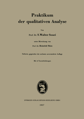Praktikum der qualitativen Analyse von Souci,  S.W., Thies,  Heinrich