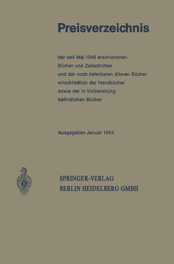 Preisverzeichnis von Springer Berlin