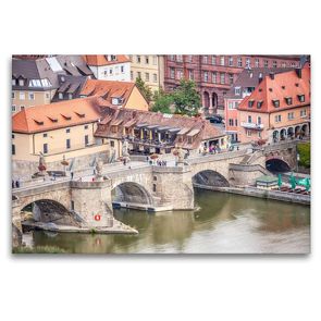 Premium Textil-Leinwand 120 x 80 cm Quer-Format Alte Mainbrücke | Wandbild, HD-Bild auf Keilrahmen, Fertigbild auf hochwertigem Vlies, Leinwanddruck von Liselotte Brunner-Klaus