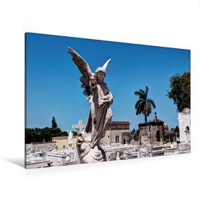 Premium Textil-Leinwand 120 x 80 cm Quer-Format Blick auf den Friedhof Havannas | Wandbild, HD-Bild auf Keilrahmen, Fertigbild auf hochwertigem Vlies, Leinwanddruck von Jens Schneider von Schneider,  Jens