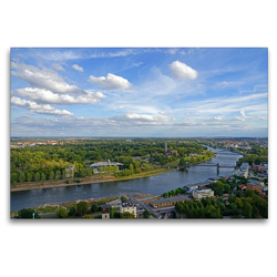 Premium Textil-Leinwand 120 x 80 cm Quer-Format Blick vom Magdeburger Dom auf die Stadt | Wandbild, HD-Bild auf Keilrahmen, Fertigbild auf hochwertigem Vlies, Leinwanddruck von Beate Bussenius