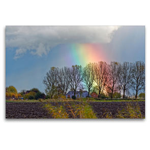 Premium Textil-Leinwand 120 x 80 cm Quer-Format Breiter Regenbogen in den Bäumen | Wandbild, HD-Bild auf Keilrahmen, Fertigbild auf hochwertigem Vlies, Leinwanddruck von Rolf Pötsch