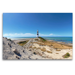 Premium Textil-Leinwand 120 x 80 cm Quer-Format Cape Campbell Lighthouse | Wandbild, HD-Bild auf Keilrahmen, Fertigbild auf hochwertigem Vlies, Leinwanddruck von Christian Franz Schmidt