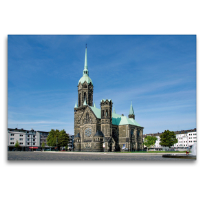 Premium Textil-Leinwand 120 x 80 cm Quer-Format Die Evangelische Hauptkirche Rheydt | Wandbild, HD-Bild auf Keilrahmen, Fertigbild auf hochwertigem Vlies, Leinwanddruck von Nina Schwarze