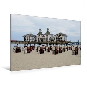 Premium Textil-Leinwand 120 x 80 cm Quer-Format die Seebrücke im Ostseebad Sellin | Wandbild, HD-Bild auf Keilrahmen, Fertigbild auf hochwertigem Vlies, Leinwanddruck von Karin Stein von Stein,  Karin