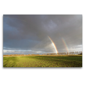 Premium Textil-Leinwand 120 x 80 cm Quer-Format Doppelter Regenbogen | Wandbild, HD-Bild auf Keilrahmen, Fertigbild auf hochwertigem Vlies, Leinwanddruck von Rolf Pötsch