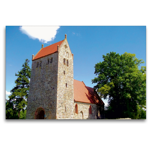 Premium Textil-Leinwand 120 x 80 cm Quer-Format Dorfkirche Mechow | Wandbild, HD-Bild auf Keilrahmen, Fertigbild auf hochwertigem Vlies, Leinwanddruck von Andreas Mellentin