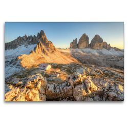 Premium Textil-Leinwand 120 x 80 cm Quer-Format Drei Zinnen in Südtirol | Wandbild, HD-Bild auf Keilrahmen, Fertigbild auf hochwertigem Vlies, Leinwanddruck von Michael Valjak