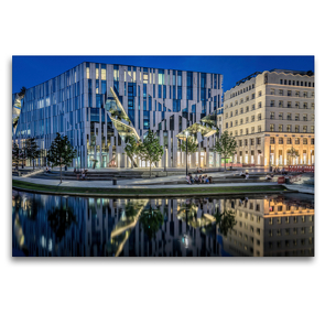 Premium Textil-Leinwand 120 x 80 cm Quer-Format Düsseldorf am Kö Bogen | Wandbild, HD-Bild auf Keilrahmen, Fertigbild auf hochwertigem Vlies, Leinwanddruck von Alexander Gründel