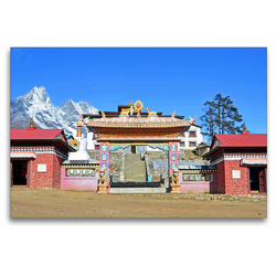 Premium Textil-Leinwand 120 x 80 cm Quer-Format Eingang zur 3860 m hoch gelegenen Tengboche Gompa, dem wichtigsten buddhistischen Zentrum im Khumbu | Wandbild, HD-Bild auf Keilrahmen, Fertigbild auf hochwertigem Vlies, Leinwanddruck von N N