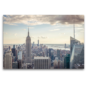 Premium Textil-Leinwand 120 x 80 cm Quer-Format Blick vom Empire State Building zum One World Trade Center | Wandbild, HD-Bild auf Keilrahmen, Fertigbild auf hochwertigem Vlies, Leinwanddruck von Philipp Blaschke